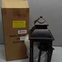 LED Lanterns Decorative Outdoor&Indoor, Set of 2 (17&11) Large Black Metal Lantern Decor with bronze brush, Candle Holder for Porch, Patio, Garden, Balcony, Wedding Decorations (No Glass)