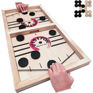 Sling Puck Game, Fast Paced Board Game,Wooden Hockey Board Game,Sling Shot Game,Fast Sling Puck Table Game for Family or Party (Large Size)