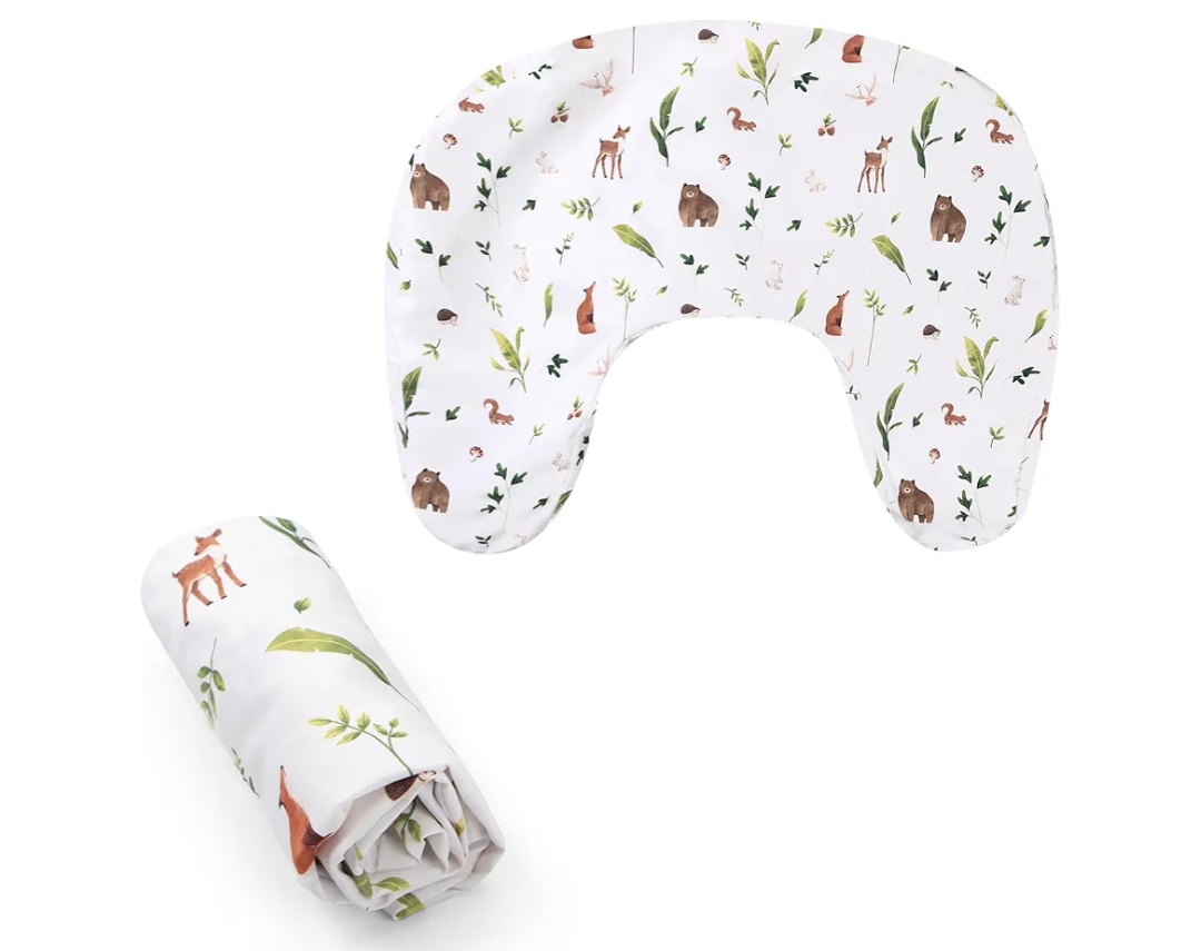 Boppy Nursing Pillow Cover - Soft, Hypoallergenic Washable Microfiber Bottle & Breastfeeding Pillow Covers (Redesigned Feeding Pillow Sold Separately) - Neutral Plants and Animals