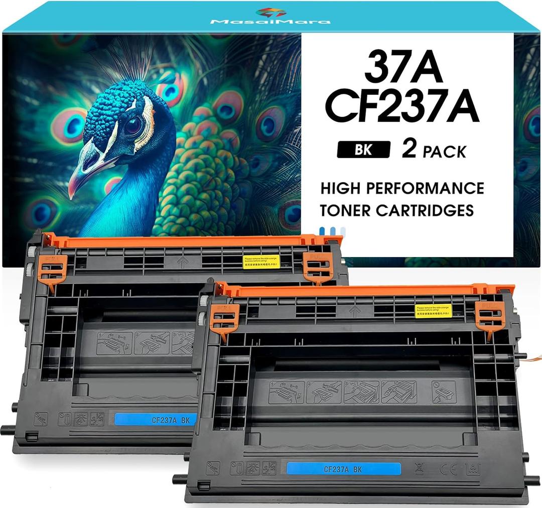 MasaiMara 37A CF237A Compatible Toner Cartridges Replacement for HP Enterprise M607n M607dn M608dn M608n M609dn Enterprise Flow MFP M631h M632z M632 M632h M631 M631dn Printer (Black, 2-Pack)