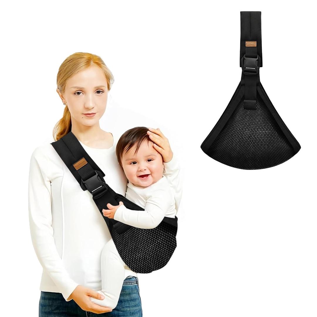 Baby Sling Carrier, Baby Carrier Newborn to Toddler, Adjustable and Lightweight Toddler Carrier(10-30lbs), Baby Sling with Safety Buckle(Mesh, Black)