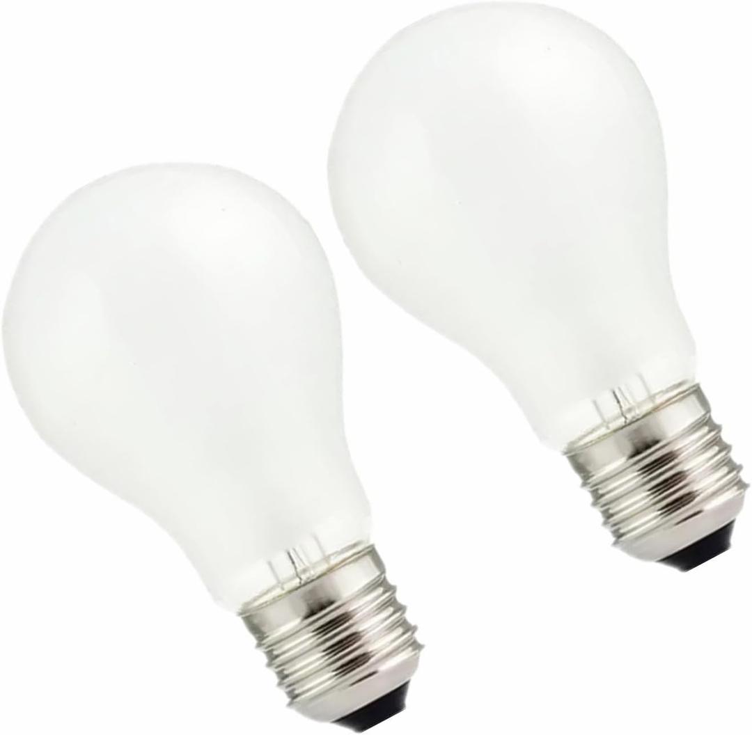 100W Incandescent Light Bulbs,Frosted Bulbs,Dimmable Medium E26 Base Light Bulbs,A19 Incandescent Light Bulb,2700K Warm White, for Fridge, Range Hood, Sewing Machine, Freezer Ceiling Fan (2)