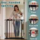 62.2"-71.65" Extra Wide Auto Closing Baby Safety Gate for Stairs & Doorways, Pressure Mounted No Drill Pet Gate with Walk-Through Door - Heavy Duty Childproof Gate for Toddlers, Kids, Dogs