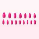 Rose Red Press on Nails with Chrome Fake Nails Designs Thickened Acrylic Nails Short Almond Glue on Nails Solid Color False Nails Full Cover Stick on Nails for Women Girls Manicure Art 32 Pcs