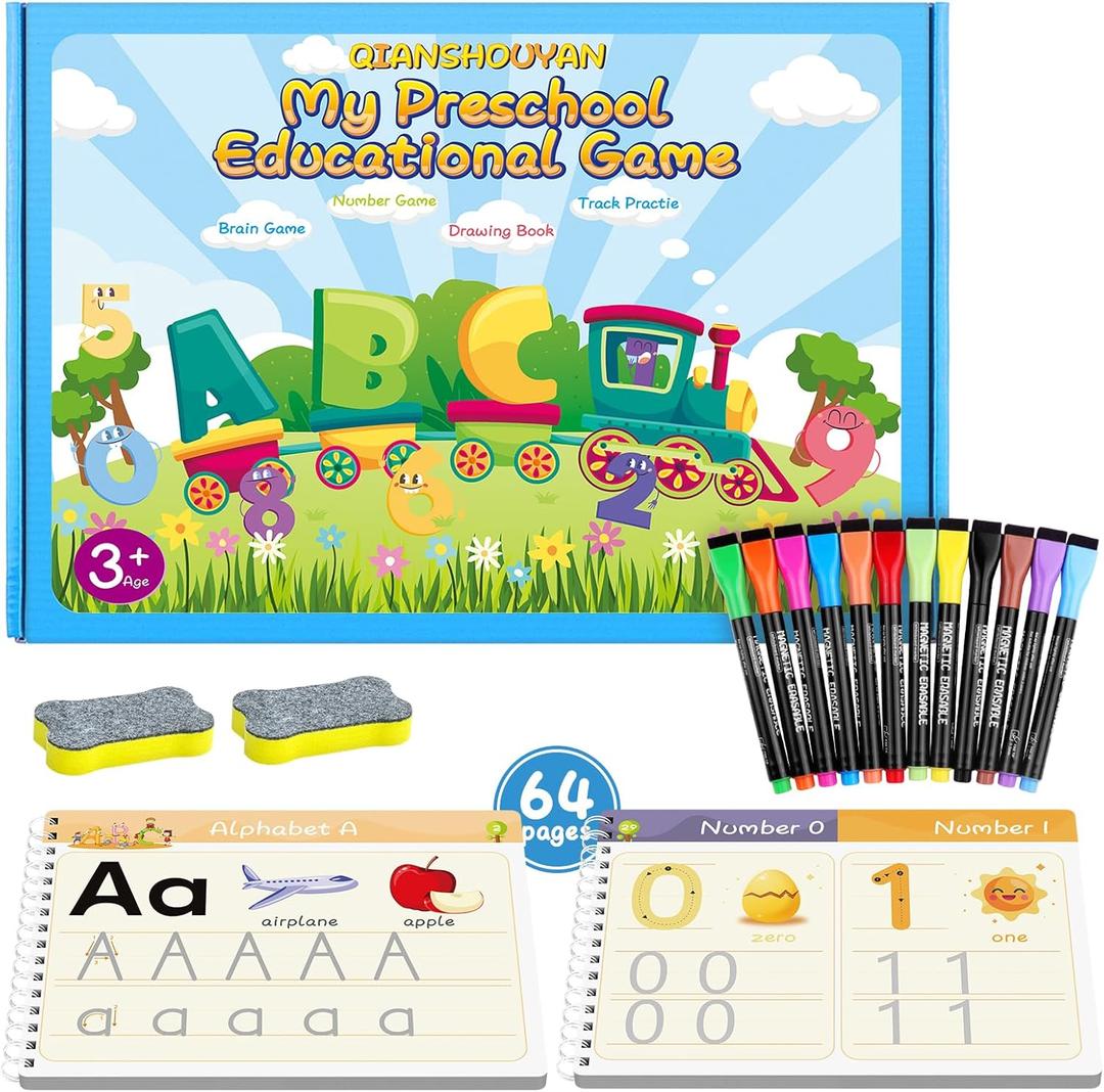QianShouYan Preschool Learning Activities - Tracing Books for Kids Ages 3-5 - Toddler Handwriting Practice - Letter Tracing for Kids Preschool Kindergarten Workbooks 3-4, 4-5 - Learning Books for 3-4 Year Olds