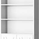 Shintenchi Bookshelf, Industrial Bookshelves and Bookcases with Doors Floor Standing 6 Shelf Display Storage Shelves 70.6 inches Tall Bookcase for Home Office, Living Room (White)