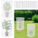 4 Pack Pop up Plant Covers Tent from Animals, 20"H X 13"D Insect Barrier Mesh Plant Guard Cover Net White Garden Plant Protectors Mini Greenhouse Plant Protection Cage with Stakes for Outdoor Plants