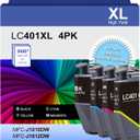 LC401XL High Yield Ink Cartridges Compatible for Brother LC401 XL Work with Brother MFC-J1010DW MFC-J1012DW MFC-J1170DW Printer (1 Black, 1 Cyan, 1 Magenta, 1 Yellow, 4 Pack)