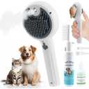 Pet Spray Brush for Dog & Cat, 3-in-1 Spray Grooming Comb - Dog Spray Brush for shedding, Brushes for Indoor Cats Spray for Shedding Hair Clean Hair Removal Comb, 1*Waterless Shampoo
