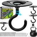 [UPGRADED] 200LBS 4Pcs Round Ceiling Hooks with Firmly Rotatable Button, Black Wall Mount Metal Hangers for Hanging Hanging Plants, Bird Feeder, Lantern, Lights, Wind Chime, Indoor Outdoor Decor