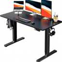 HUANUO Electric Standing Desk, Whole Piece Desktop, Adjustable Height Computer Desks, 4 Height Memory Settings, Sit Stand Up Desk for Home Office, 48" x 24", Black