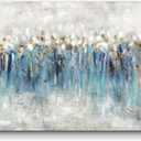 TAR TAR STUDIO Abstract Artwork Canvas Wall Art: Gray and Blue Painting Modern Picture for Living Room (36''W x 24''H, Multiple Sizes)