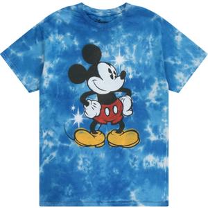 Disney Mens Mickey Mouse Shirt - Classic Mickey Mouse Tie Dye Tee Shirt - Mickey Mouse Tie Dye Wash Graphic T-Shirt, L