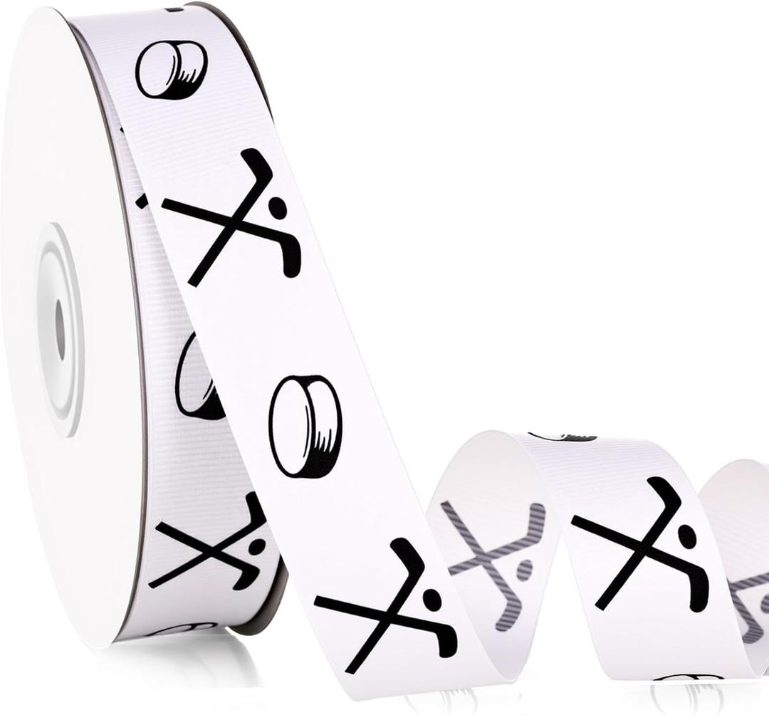 Sports Hockey Ribbons 0.86inch Width 25yard Length Grosgrain Ribbon Winter Snowflake Ribbon Curling Balls Craft Ribbons for Sports Party Decor Sewing DIY Crafts Supplies