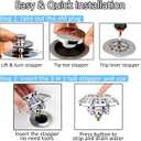 Universal Tub Stopper Bathtub Drain Plug, Pop Up Tub Drain Hair Catcher, Drain Cover with Strainer, for 1-3/8 to 2in Bath Drain Hole