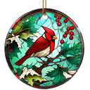 Jocidea Cardinal Ornament - 2.8" Ceramic Christmas Decoration, Holiday Keepsake Gift, Set of 2