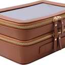 SANHECUN Clear Travel Toiletry bag Toiletry Case Carry on Travel Accessories Bag Makeup Bag (Brown, SHC-TL-2)