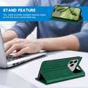 ZZXX for iPhone 17 Pro Wallet Case with [RFID Blocking] Card Slot Stand Strong Magnetic Leather Flip Fold Protective Phone Case for iPhone 17 Pro Case Wallet(Green-6.3 inch)