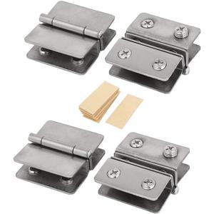 4PCS Glass Door Hinges Adjustable Double Glass Clamp Hinges Fits for 5-8mm, 180 Degree Glass Shower Door Hinges Replacement Part