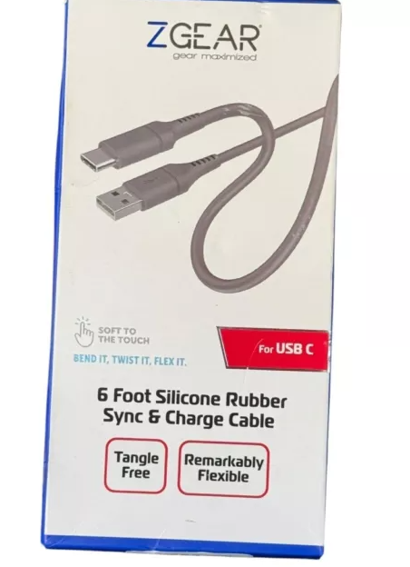 Zgear 6Ft Silicone Rubber Sync and charging Cable For USBC and Galaxy A25 5G clear Case Combo Pack