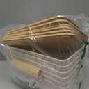 Small Plastic Storage Bins with Bamboo Lids 5.2qt Stackable Box Basket Pantry Decorative Containers Cute with Lable for Organizing Desktop Closet Office Cream White of 6 packs 10*7.2*4.1'