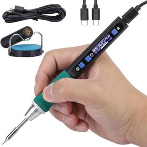 WEP 928D-IV Soldering Iron Kit with Fast Heating with C235 Tip, Dynamic Screen, Compact Digital Soldering Iron with Multi-Functional Cover, Type-C Powering, Sleep Mode, PD and QC Protocols