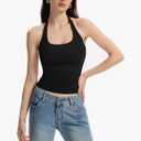 Halter Tank Tops for Women Double Lined Backless Going Out Tops Trendy Y2K Summer Shirt ,Size Large