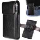 INGIDO Holster for iPhone 17, 17 Pro, 16, 16 Pro, 15, 15 Pro, 14, 14 Pro, 13, 13 Pro, 12, Galaxy S25, S24, S23, Premium Leather Pouch with Belt Clip Phone Holster Belt Case, Black -M