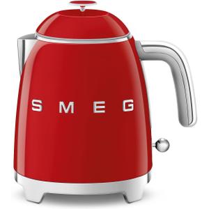 SMEG KLF05 Mini Electric Kettle, 3 Cup (0.8L) Compact Small Water Boiler, Stainless Steel Double Wall, Auto Shut-Off, 360° Base, Retro Countertop Tea & Coffee Kettle –Red