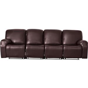 vctops 10 Pieces Waterproof Faux PU Leather Recliner Sofa Covers Stretch Soft 4 Seats RV Couch Cover Anti-Slip Sofa Slipcover Furniture Protector with Elastic Bottom for Kids Pet(Dark Coffee,4 Seat)