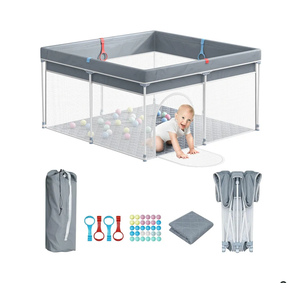 Giluta Foldable Baby Playpen with Mat, Portable Playard for Babies and Toddlers, No Assembly Required, Indoor & Outdoor Kids Safety Play Pen Area, Travel Baby Fence, Playpen 50" × 50"