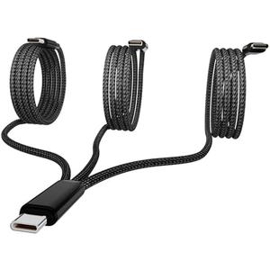 USB-C Charging Cable, 4 ft 3-in-1 USB C to 3 x USB C Cable, Multi Charging for iPhone 15/15 Pro/15 Pro Max/15 Plus, iPad Pro/Air/Mini, Samsung S24/S23/S22/S21, Google, Amazon, Andriod,Carplay Pack of 3
