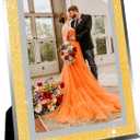 Glass Photo Frame 4x6 inch High Definition Vertical Horizontal Display Diamond Shiny Desk Table Shelf Wedding Decoration