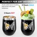 KAIRA Floral Butterfly 12oz Wine Tumbler with Lid, Inspirational Coffee Mug for Women, Stainless Steel Insulated Cup, Gift for Mom Sister Friend