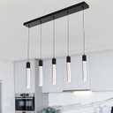 MELUCEE 5 Lights Dimmable Dining Room Light Fixture Black, 3000K-6000K