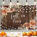 MEHOFOND 7x5ft Fall in Love Bridal Shower Backdrop Autumn Rustic Wedding Photography Background Terracotta Fall Wedding Floral Brown Wood Party Decoration Banner Photo Booth Props