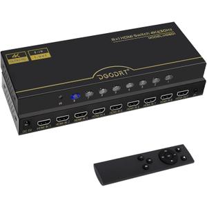 DGODRT 81 HDMI Switch 8 in 1 Out, 8 Port 4K HDMI Switcher Selector Box with IR Remote Control, Support 4K@30Hz Ultra HDR HDCP 3D 1080P for Xbox PS4 PC Laptop