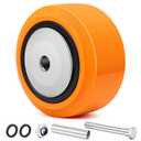 4'' x 2'' Inch Replacement Wheels, 1/2'' Bore Polyurethane on Polyolefin Core Wheels with Double Ball Bearing and Dust Cover Heavy Duty Casters Wheels 600LBS Per for Industrial, Workbench