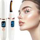 Heated Eyelash Curlers with Battery Indicator, 3 Temperature Modes LED Display Electric Eyelash Curler USB Rechargeable Makeup Tools (Whtie)