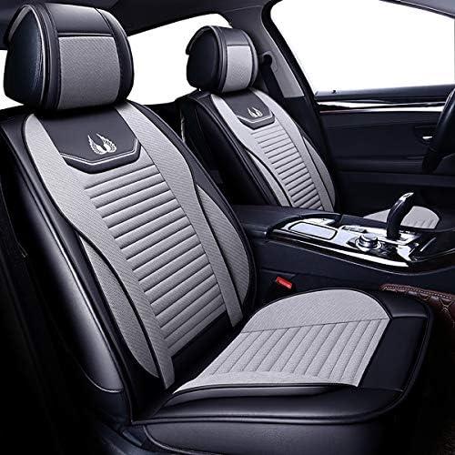 OASIS AUTO Car Seat Covers Premium Waterproof Faux Leather Cushion Universal Accessories Fit SUV Truck Sedan Automotive Vehicle Auto Interior Protector Full Set (OS-008 Gray)