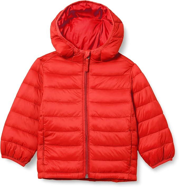 Amazon Essentials Boys and Toddlers' Lightweight Water-Resistant Packable Hooded Puffer Jacket, Insulated, Size Large