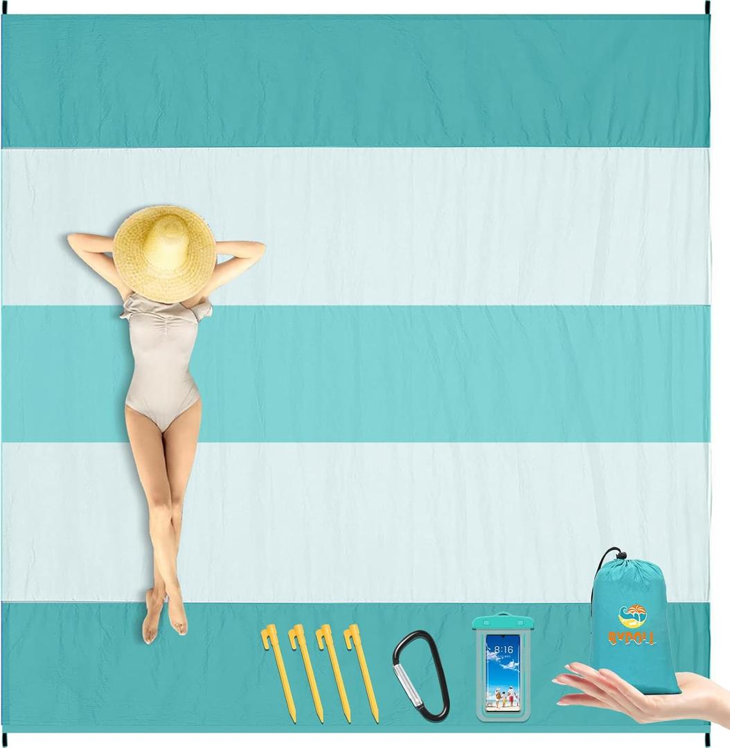 BYDOLL Nylon Beach Blanket Waterproof Sandproof Oversized 7'x7' Suits 1-5 Adults Sand Free Extra Large Blanket Lightweight Soft Picnic Mat for Beach Travel Camping (Green) BYDOLL Nylon Beach Blanket Waterproof Sandproof Oversized 7'x7' Suits 1-5 Adults Sand Free Extra Large Blanket Lightweight Soft Picnic Mat for Beach Travel Camping (Green)