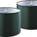 GOSO Set of 2 Medium Green Lamp Shades for Table Lamp Shade Replacement,13" Top 13" Bottom 10" HeightEasy Assembly-Spider Lampshades Natural Fabric Decorative-Small Floor Lampshade for Living Room