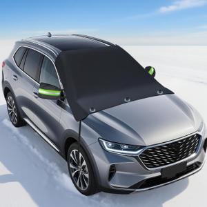 Windshield Cover for Ice and Snow - 600D Oxford Fabric Car Windshield Snow Cover Heavy Duty, Magnetic Car Anti-Snow Cover for Most Sedan Truck SUV Van and MPV, Winter Cars Accessories (70 x 50 Inch)