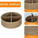Snack Bar Organizer,Snack Organizer for Pantry Shelf with 4-Compartment Dividers,Rattan Removable Partition Pantry Snacks Organizers and Storage Bin for Storing Chips,Cookies,Popcorn and More