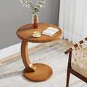 Tribesigns Small Round End Table for Living Room, C-Shaped Sofa Side Table for Couch, Retro Boho Bedside Nightstand, Brown (18.89"D x 18.89"W x 23.62"H)