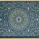 Decorative Tray, Blue Serving Tray with Handles, Ottoman Trays, Plastic Coffee Table Tray for Living Room, Bathroom, Kitchen, Decor, 15.7*11.8