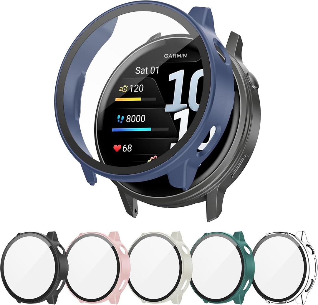 Tiorecime 6 Pack Case for Garmin Venu 4 41mm with Tempered Glass Screen Protector, Shockproof Hard PC Bumper Protective Cover Compatible with Garmin Venu 4 41mm