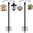 XDW-GIFTS Shepherds Hooks for Outdoor, Pack of 2, 76 Inch Heavy Duty Bird Feeder Pole, Garden Pole for Hanging Plants, Lantern, Hummingbird Feeder, Hanging Plant Stand with 5 Base Prongs