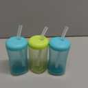 The First Years Squeeze & Sip Toddler Straw Cups - Squeezable Transition Sippy Cup with Silicone Straw - Toddler Feeding Supplies - 7 Oz - 3 Count - Ages 6 Months and Up (Green/Teal)